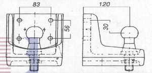 Kugelkopf- Flanschkugel-Kupplungskugel 4- Loch 30mm unter, 25,1kN