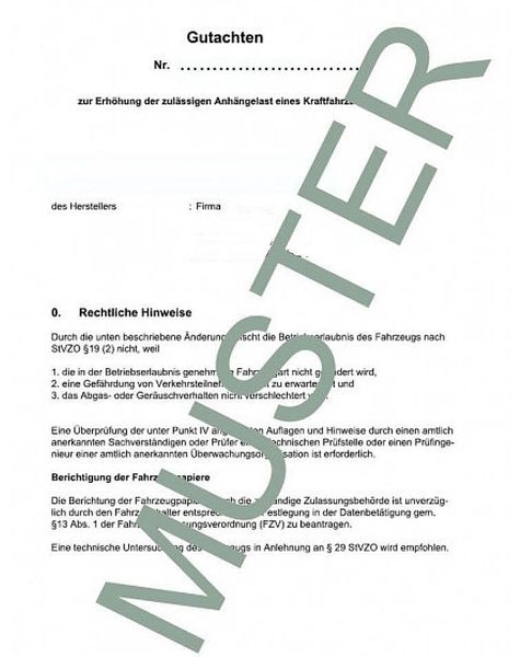 Anhängelast erhöhen für VW LT, Bj. 04.1996-07.2006 (Gutachten)