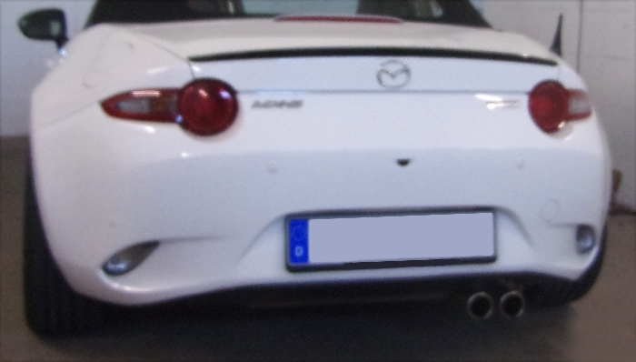 Anhängerkupplung für Mazda-MX 5, ND Heckträgeraufnahme, nur für Heckträgerbetrieb, Montage nur bei uns im Haus, Baureihe 2015- V-abnehmbar  Anhängerkupplung für Mazda-MX 5, ND Heckträgeraufnahme, nur für Heckträgerbetrieb, Montage nur bei uns im Haus, Baureihe 2015- V-abnehmbar