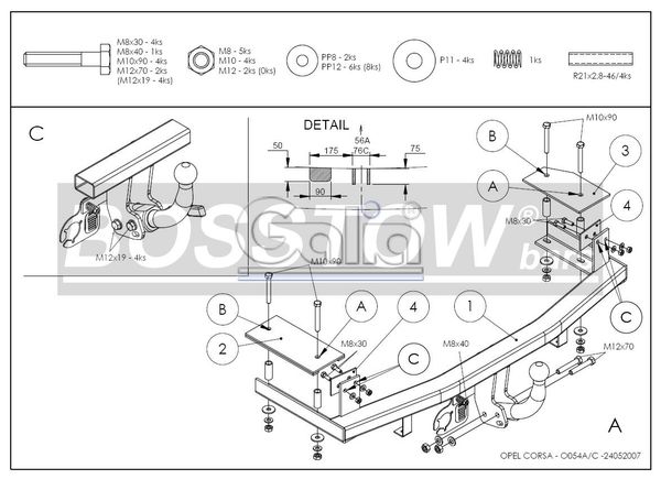 Anhängerkupplung für Opel-Corsa C, Fließheck, Baureihe 2000-2006 starr  Anhängerkupplung für Opel-Corsa C, Fließheck, Baureihe 2000-2006 starr