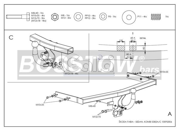 Anhängerkupplung für Skoda-Fabia Limousine, nicht GT, Baureihe 2001-2007 starr