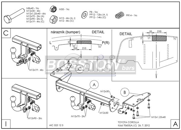 Anhängerkupplung für Toyota-Corolla (E15) Stufenheck, Baureihe 2007- starr