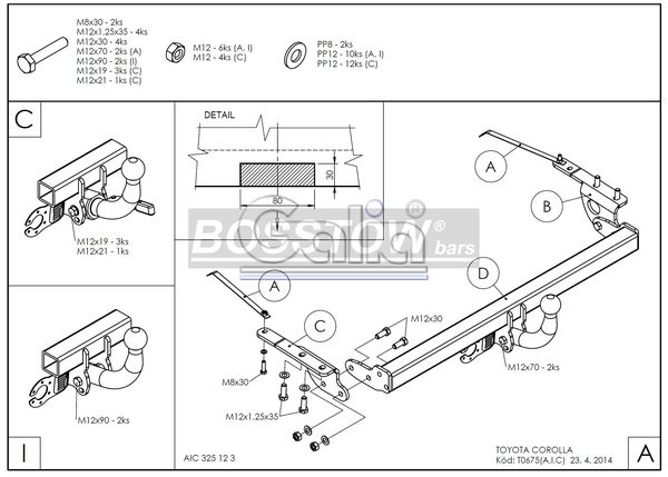 Anhängerkupplung für Toyota-Corolla (E12) Fließheck, Baureihe 2004- starr