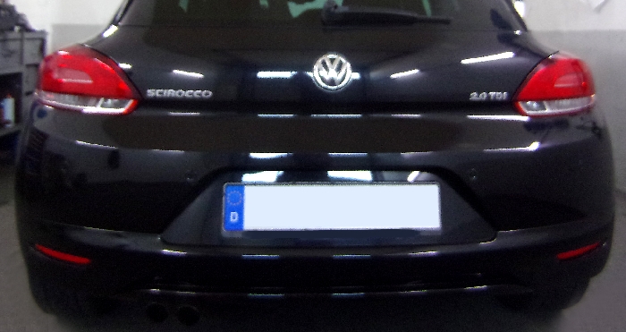 Anhängerkupplung für VW-Scirocco Heckträgeraufnahme, nur für Heckträgerbetrieb, Montage nur bei uns im Haus, Baureihe 2014-2017 V-abnehmbar