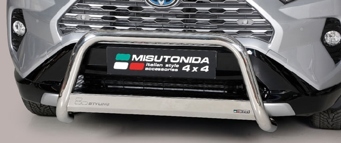Frontschutzbügel Kuhfänger Bullfänger Toyota RAV4 Hybrid 2019-, Medium Bar 63mm Edelstahl Omologato Inox