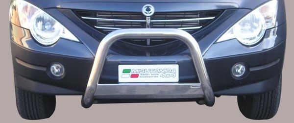 Frontschutzbügel Kuhfänger Bullfänger für Ssang Yong Actyon Sport 2007-2012, Medium Bar 63mm Edelstahl Omologato Inox