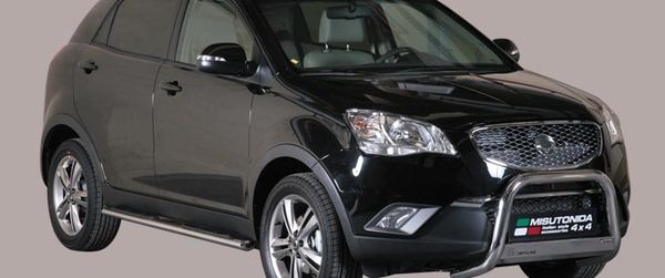 Frontschutzbügel Kuhfänger Bullfänger für Ssang Yong Korando 1999-2011, Medium Bar 63mm Edelstahl Omologato Inox