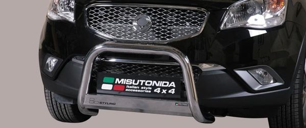 Frontschutzbügel Kuhfänger Bullfänger für Ssang Yong Korando 1999-2011, Medium Bar Mark 63mm Edelstahl Omologato Inox