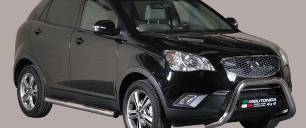 Frontschutzbügel Kuhfänger Bullfänger für Ssang Yong Korando 1999-2011, Super Bar 76mm Edelstahl Omologato Inox