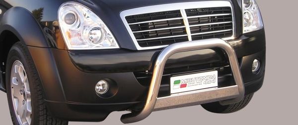 Frontschutzbügel Kuhfänger Bullfänger für Ssang Yong Rexton 2007-2013, Medium Bar Mark 63mm Edelstahl Omologato Inox