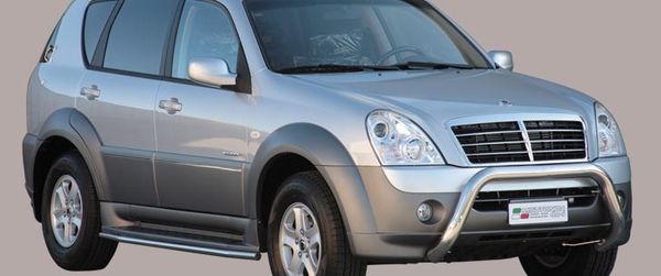 Frontschutzbügel Kuhfänger Bullfänger für Ssang Yong Rexton 2007-2013, Super Bar 76mm Edelstahl Omologato Inox