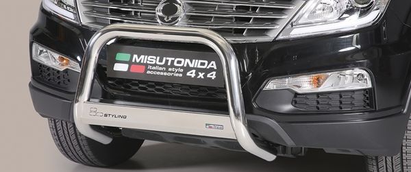 Frontschutzbügel Kuhfänger Bullfänger für Ssang Yong Rexton 2013-2017, Medium Bar 63mm Edelstahl Omologato Inox