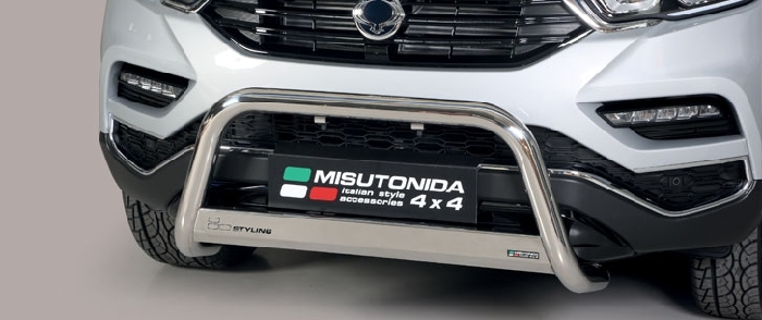 Frontschutzbügel Kuhfänger Bullfänger für Ssang Yong Rexton 2017-, Medium Bar 63mm Edelstahl Omologato Inox