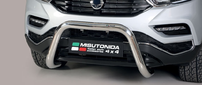 Frontschutzbügel Kuhfänger Bullfänger für Ssang Yong Rexton 2017-, Super Bar 76mm schwarz pulverbeschichtet