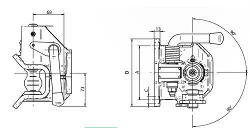 Maulkupplung Orlandi 120x 55, 30kN, f. Oese 40mm