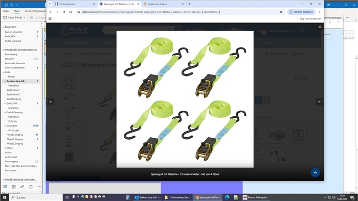Spanngurt mit Ratsche + 2 Haken Zurrkraft: max. 250 kg Bruchkraft: 500 kg 4er Set