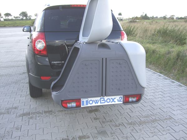 TowBox System BOX System BOX V2, grau, seitl. Beladung AHK Lastenträger m. Heckbox