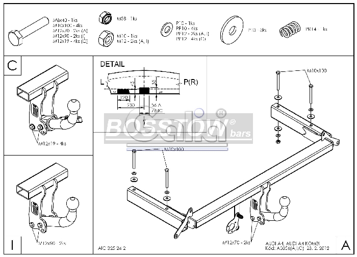 Anhängerkupplung für Audi-A4 Avant S4, Baureihe 1996-2001 abnehmbar
