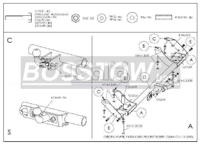 Anhängerkupplung für Citroen-Jumper Kasten/ Bus/ Kombi 2 WD, Baureihe 1994-2002 abnehmbar