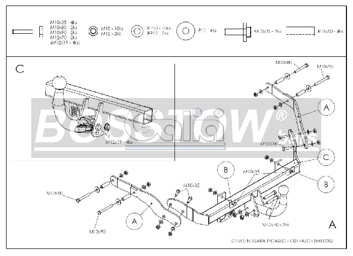 Anhängerkupplung für Citroen-Xsara Picasso, Baureihe 2004- abnehmbar