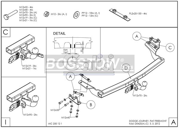 Anhängerkupplung für Dodge-Journey, Baureihe 2008- abnehmbar