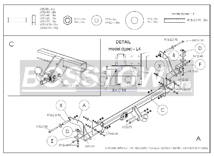 Anhängerkupplung für Fiat-Ducato Pritsche speziell Flachboden, Baureihe 2006- abnehmbar