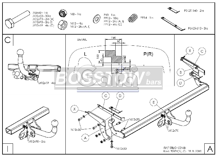 Anhängerkupplung für Fiat-Stilo Kombi, Baureihe 2003- abnehmbar