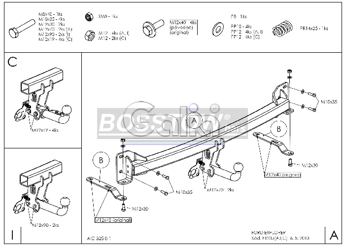 Anhängerkupplung für Ford-Explorer V, Baureihe 2016-2019 abnehmbar