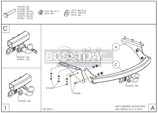 Anhängerkupplung für Jeep-Cherokee KK, Baureihe 2008- abnehmbar