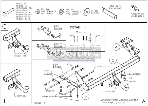 Anhängerkupplung für Mitsubishi-Pajero V60 (kurzer Radstand), Baureihe 2000-2002 abnehmbar