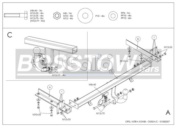 Anhängerkupplung für Opel-Astra H, Kombi, Fzg. mit REC, Baureihe 2005- abnehmbar