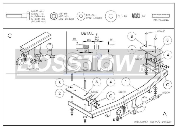 Anhängerkupplung für Opel-Corsa C, Fließheck, Baureihe 2000-2006 abnehmbar