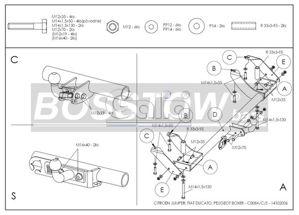 Anhängerkupplung für Peugeot-Boxer Pritsche, 4 WD, Baureihe 2002-2006 abnehmbar