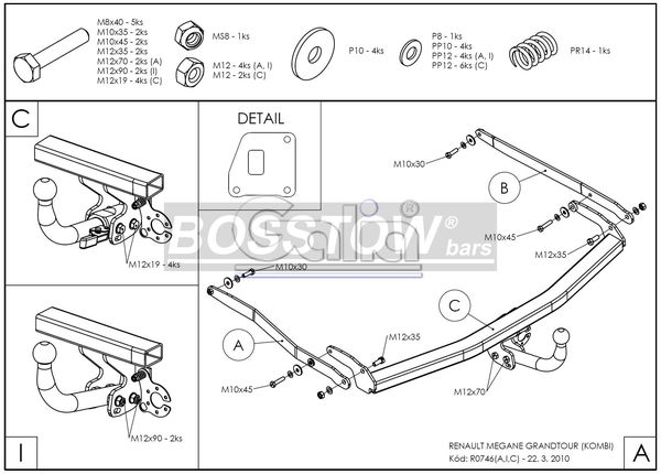 Anhängerkupplung für Renault-Megane Kombi, Baureihe 2003-2009 abnehmbar