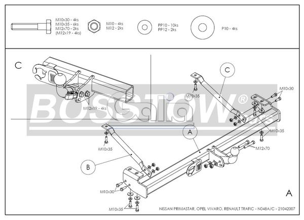 Anhängerkupplung für Renault-Trafic Kasten, Bus,alle, Baureihe 2001-2003 abnehmbar