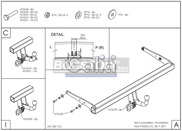 Anhängerkupplung für Seat-Alhambra incl 4x4, Baureihe 2010-2013 abnehmbar