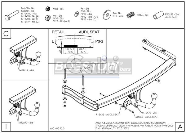 Anhängerkupplung für Seat-Exeo ST Sport Tourer, Baureihe 2009-2013 abnehmbar