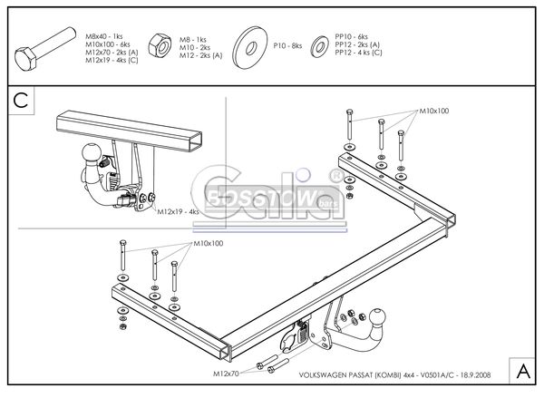 Anhängerkupplung für VW-Passat 3b, 4-Motion, Limousine, Baureihe 2000-2005 abnehmbar